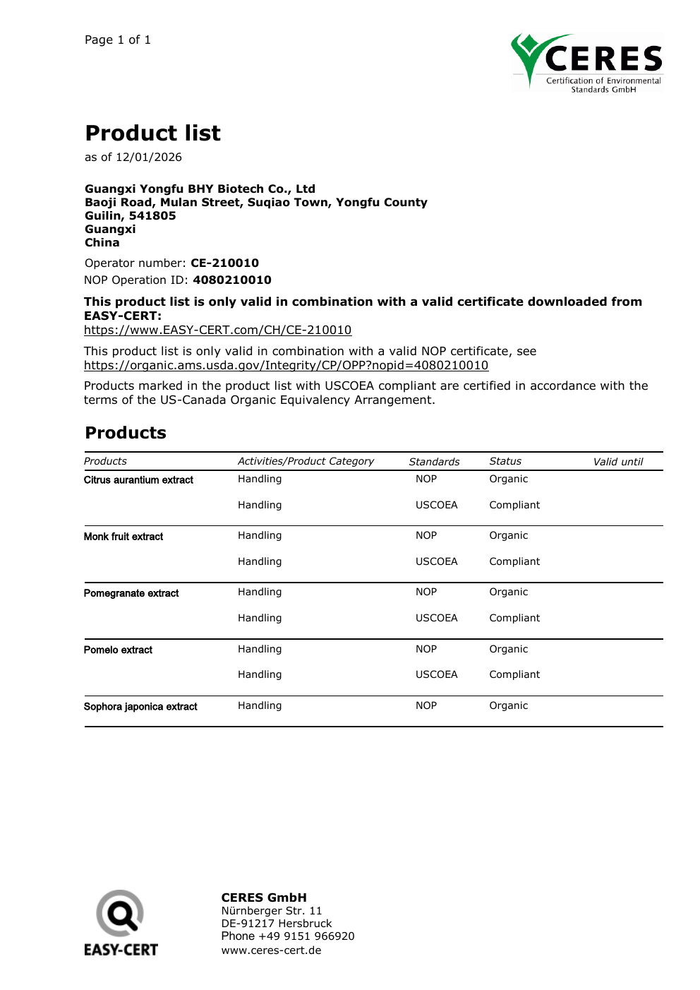 BHY Organic Monk Fruit Extract Product List preview